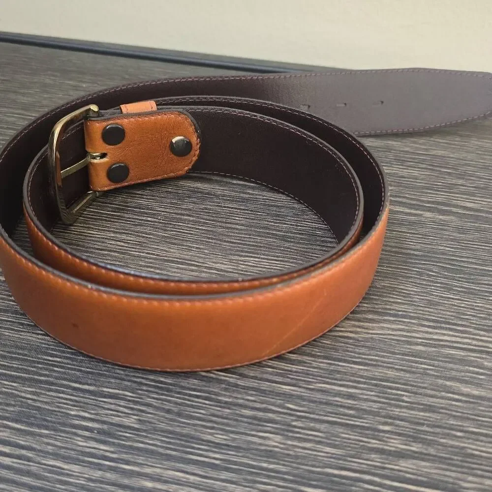 LeJon Vintage Mens Tan Glove Leather Belt, EUC, Gold Buckle, Sz. 40